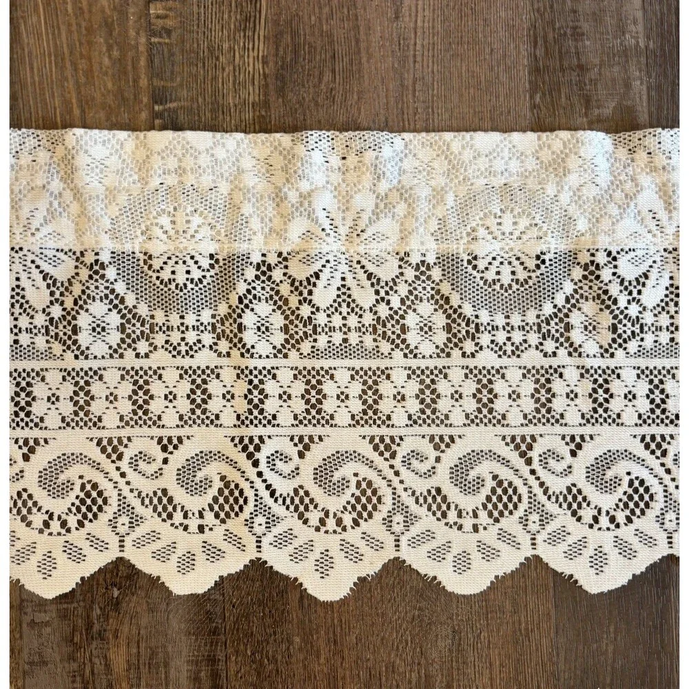 1 pc - 58”x 12” - Off White Polyester Crochet/Lacey Valance Cottage Granny Cafe